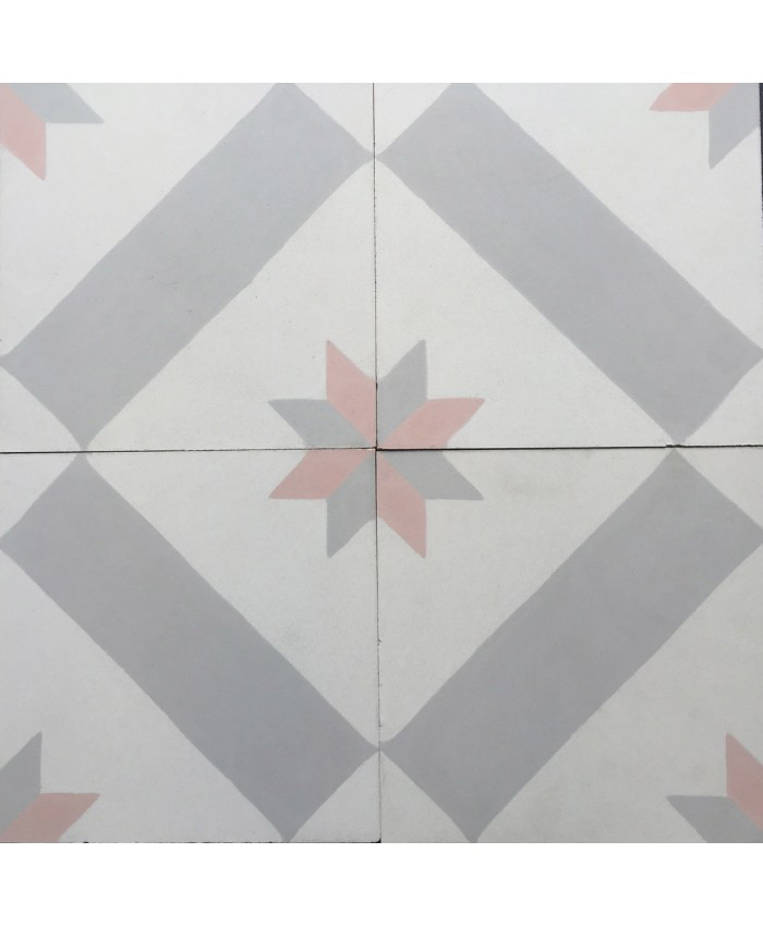 Charlotte Grey Pink Encaustic Cement Tile